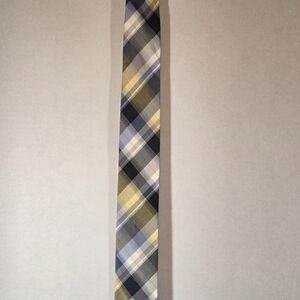 Plaid Men's Tie in Blue, Yellow, and Gray